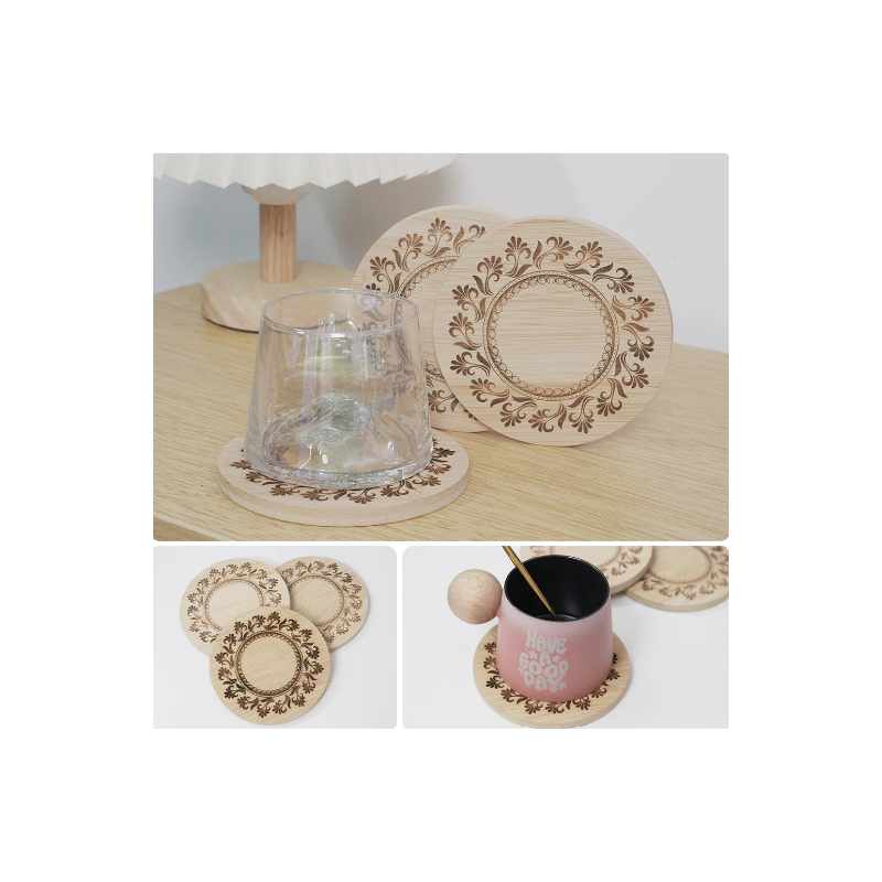 AlgoLaser Round Bamboo Coaster 5 pcs