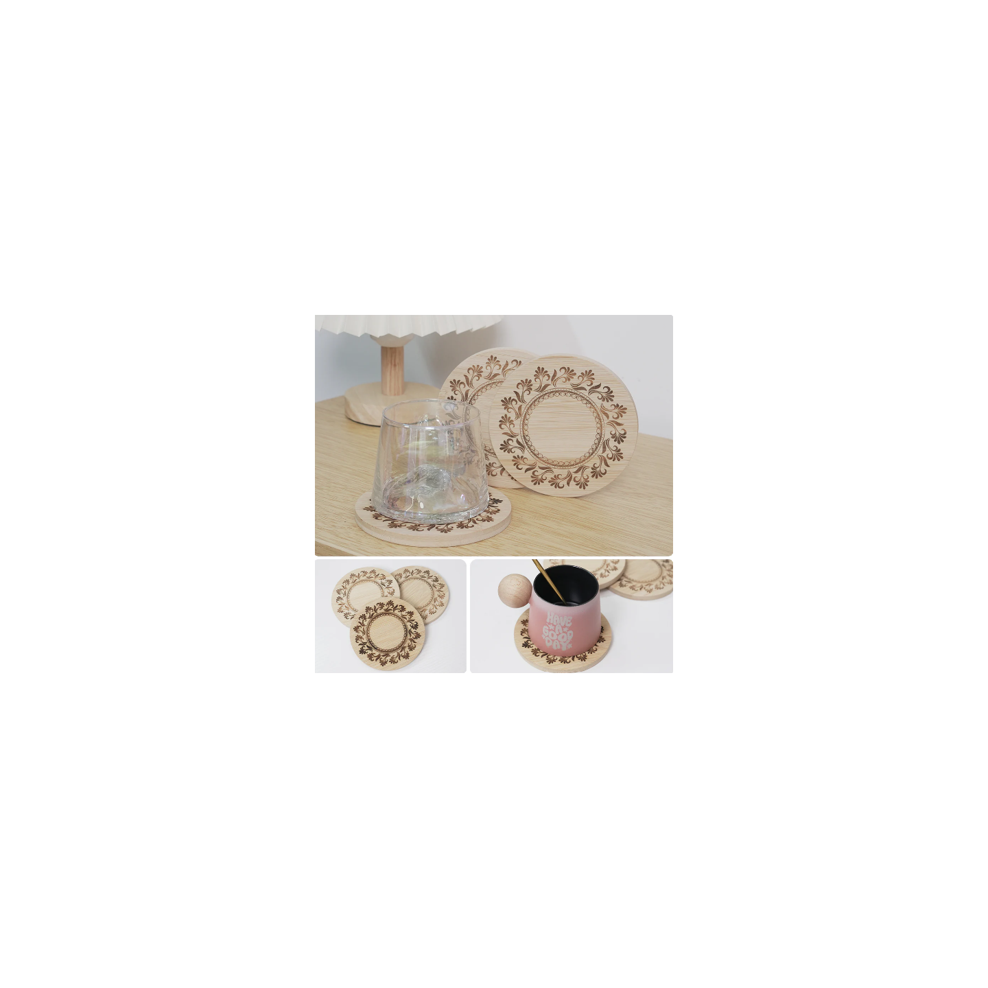 AlgoLaser Round Bamboo Coaster 5 pcs