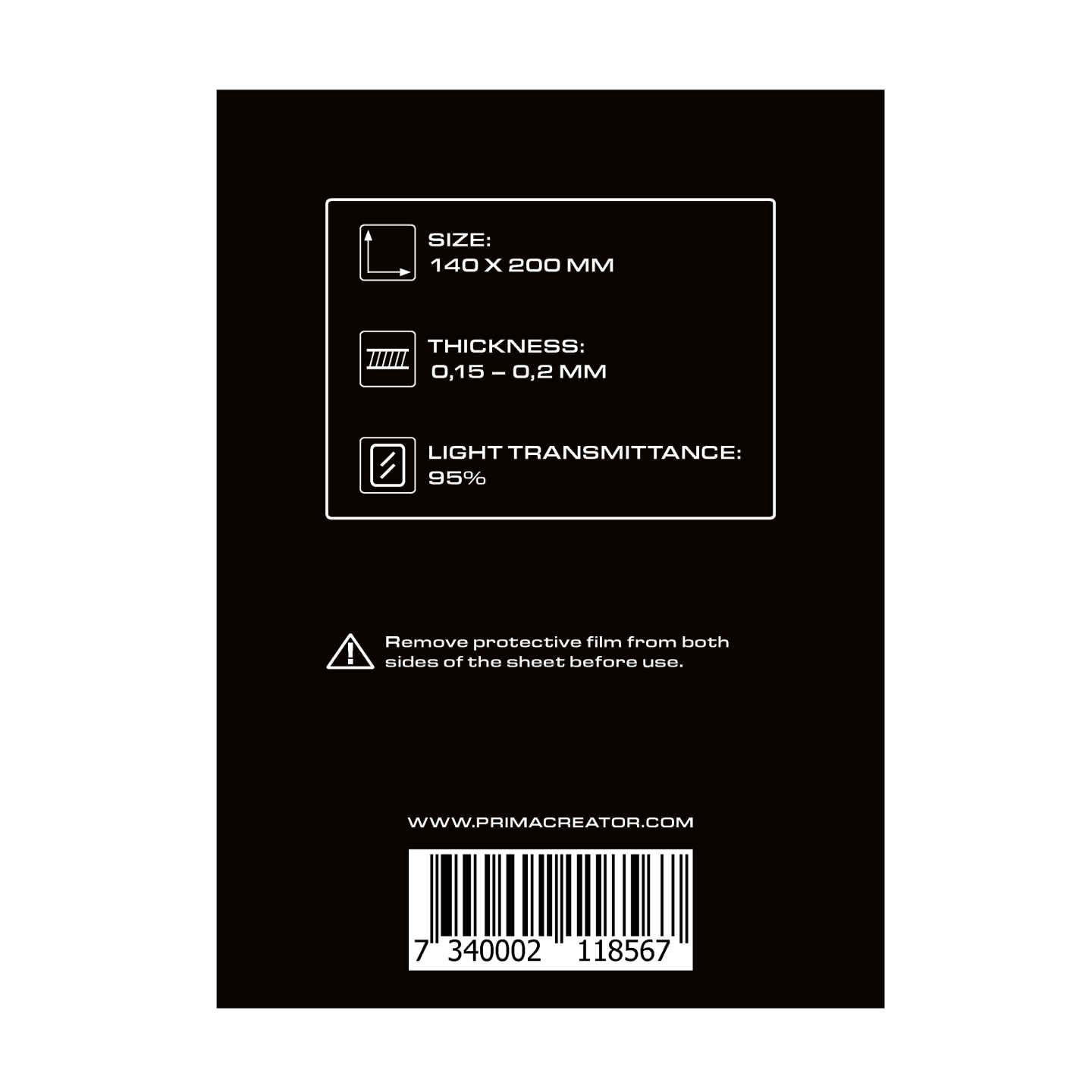 PrimaCreator nFEP Film Sheets for 3D Printers - 140 x 200 mm - 3-pack