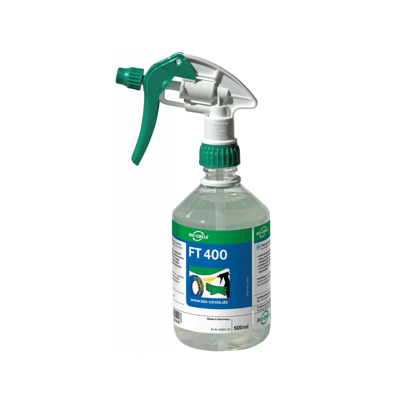 BIO CIRCLE  FT 400 ir  attīrīšanas šķīdinātājs. Tas ir stiprs sārms, kas šķīdina  eļļas krāsas,  motoreļļas, plastikas atliekas.