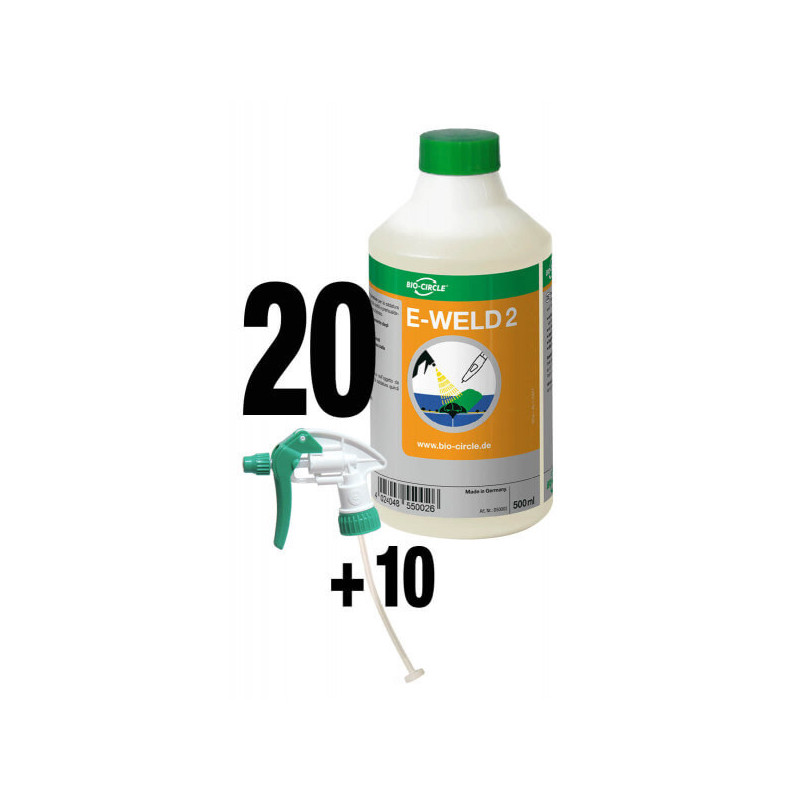 E-WELD 2 ir metināšanas vietas  aizsardzības šķīdums. Tas novērš metināšanas kušņu pielipšanu virsmām, veido aizsargslāni.