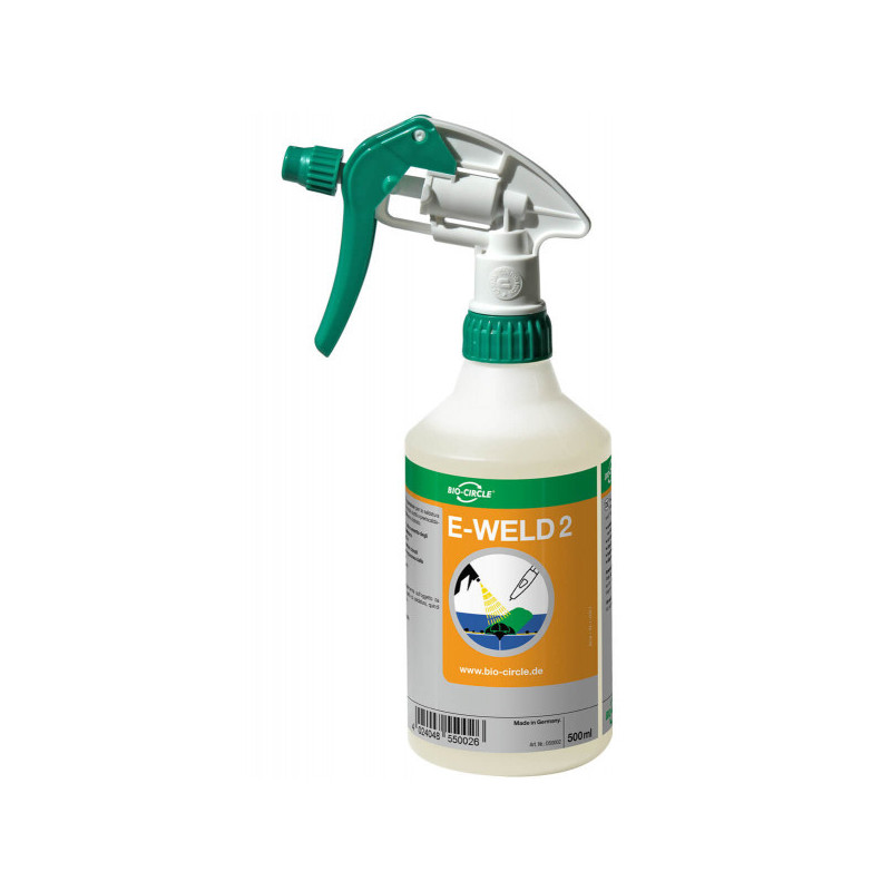 E-WELD 2 ir metināšanas vietas  aizsardzības šķīdums. Tas novērš metināšanas kušņu pielipšanu virsmām, veido aizsargslāni.