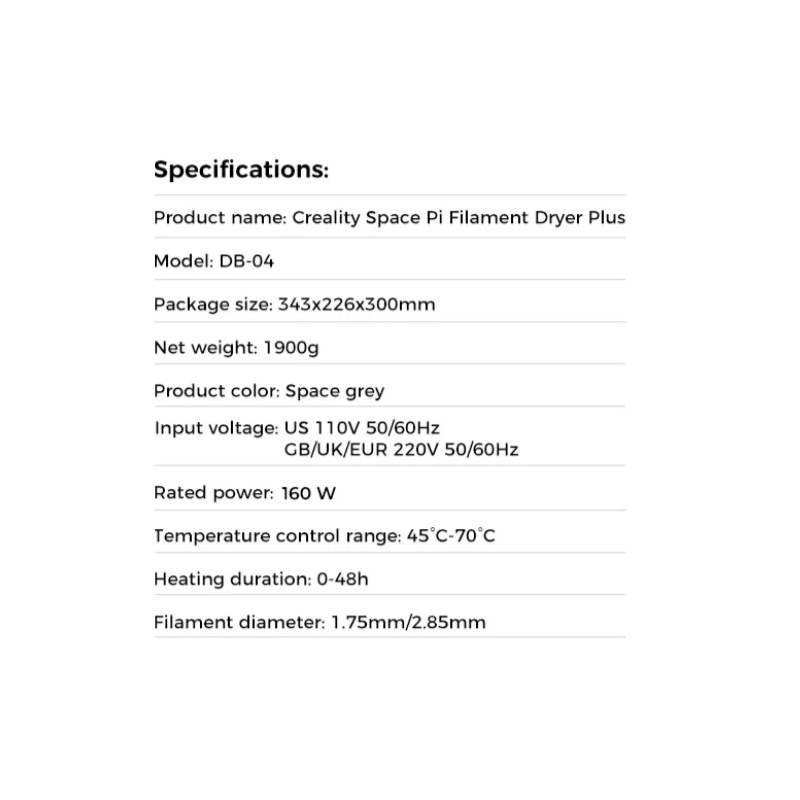 Creality Space Pi-2 Filament Dryer Plus  ir automātiskais 2 ruļļu kvēldiegu žāvētājs, kas spēj sadarboties ar 2 printeriem.