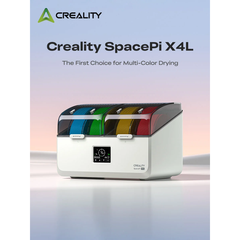 Creality Space Pi X 4 L  ir 2 daļu 4 kvēldiegu spoļu  žāvētāja  versija radīta liela diametra spolēm 450 x 430 x 310 mm.