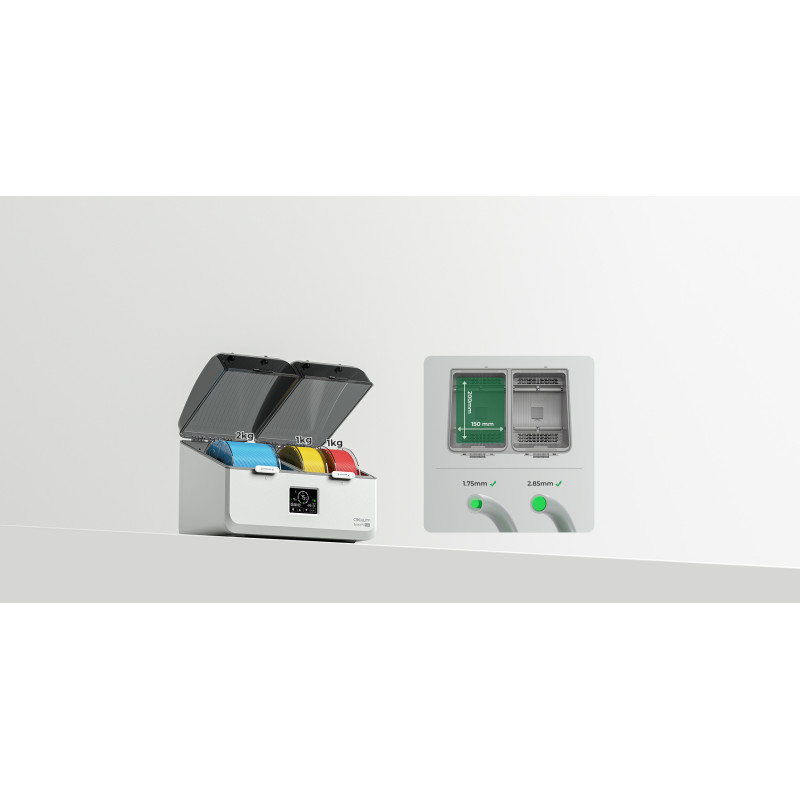 Creality Space Pi X 4 L  ir 2 daļu 4 kvēldiegu spoļu  žāvētāja  versija radīta liela diametra spolēm 450 x 430 x 310 mm.