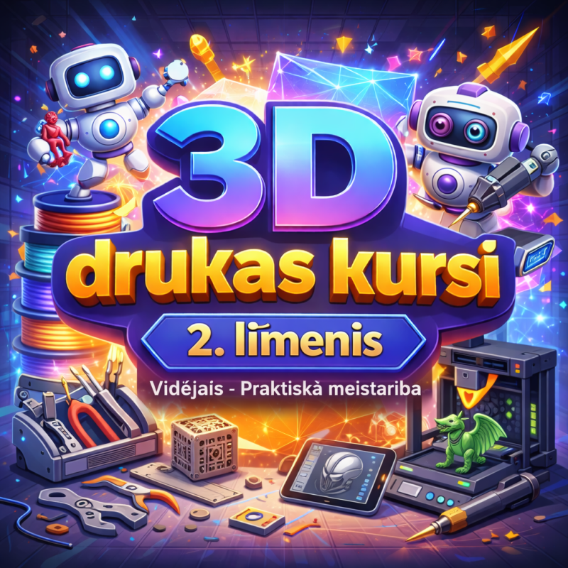 3D Drukas KURSI / APMĀCĪBAS 2. līmenis – Vidējais (Praktiskā meistarība)