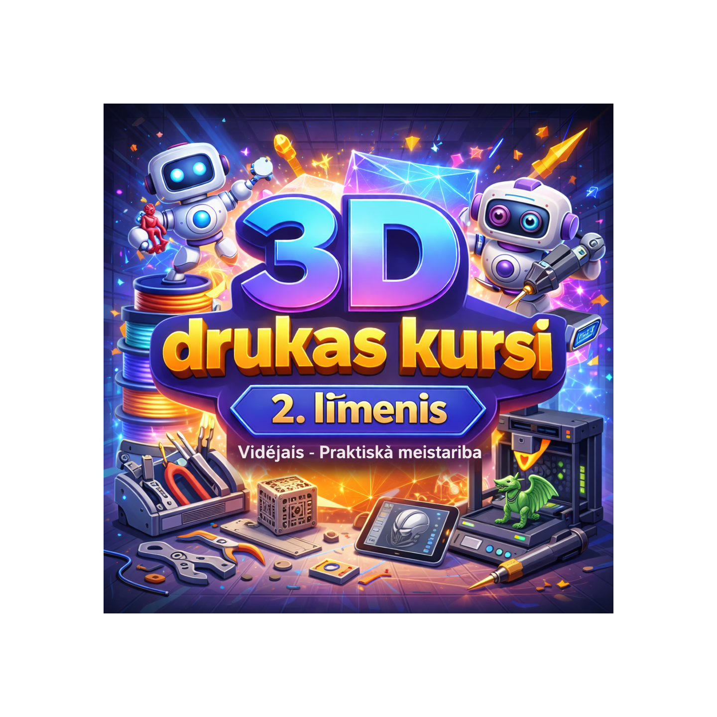 3D Drukas KURSI / APMĀCĪBAS 2. līmenis – Vidējais (Praktiskā meistarība)